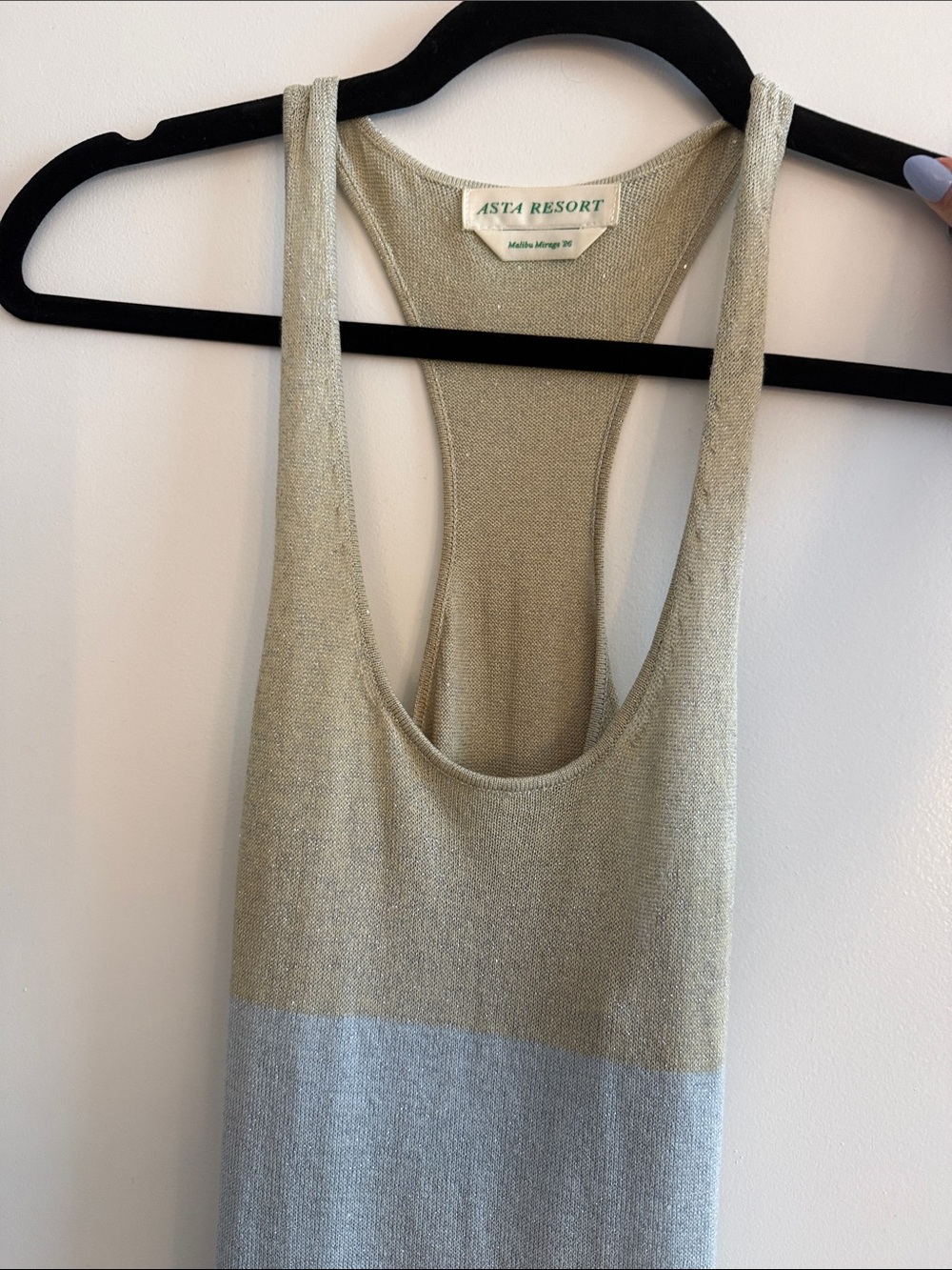 Asta Resort Colorblock Racerback Tank in Light Olive and Pale Blue